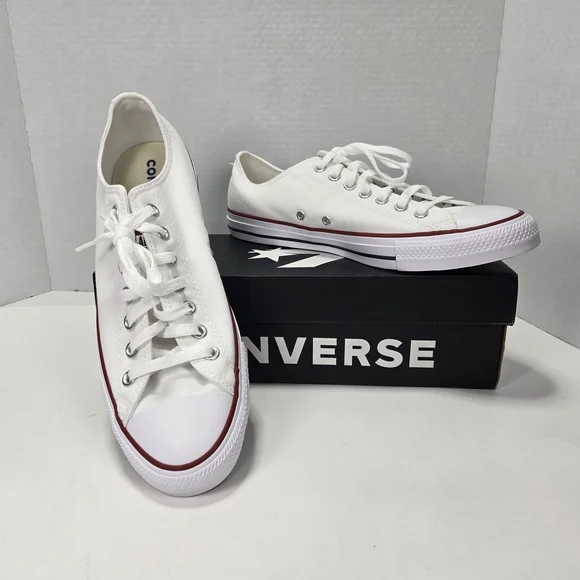 Converse Unisex Chuck Taylor All Star Low Top White Sneakers Men's 10 Women's 12 - Picture 3 of 14